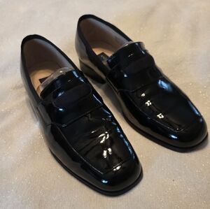 Andrew Fezza Black Sleek Polished  Tuxedo Slip On Shoes Size 9.5M